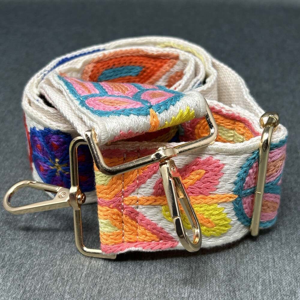 Boho Crochet Embroidered Floral Replacement Purse Crossbody Strap Adj 30-52"